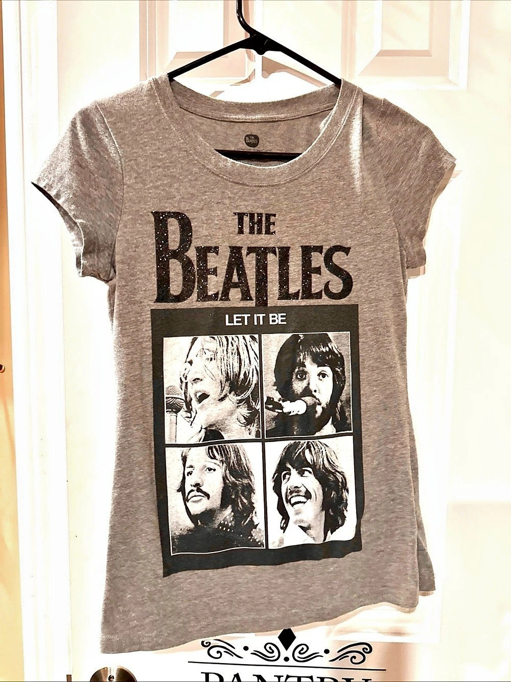 The Beatles Let It Be Gray Graphic T-Shirt with Glitter Graphic Tee Gray Size 7-